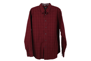 Haggar Red Plaid Button Down Shirt | L
