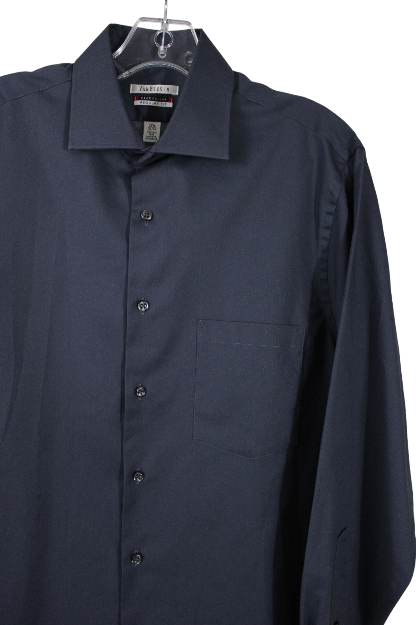 Van Heusen Regular Fit Flex Collar Blue Gray Button Down Shirt | 15 1/2 32/33