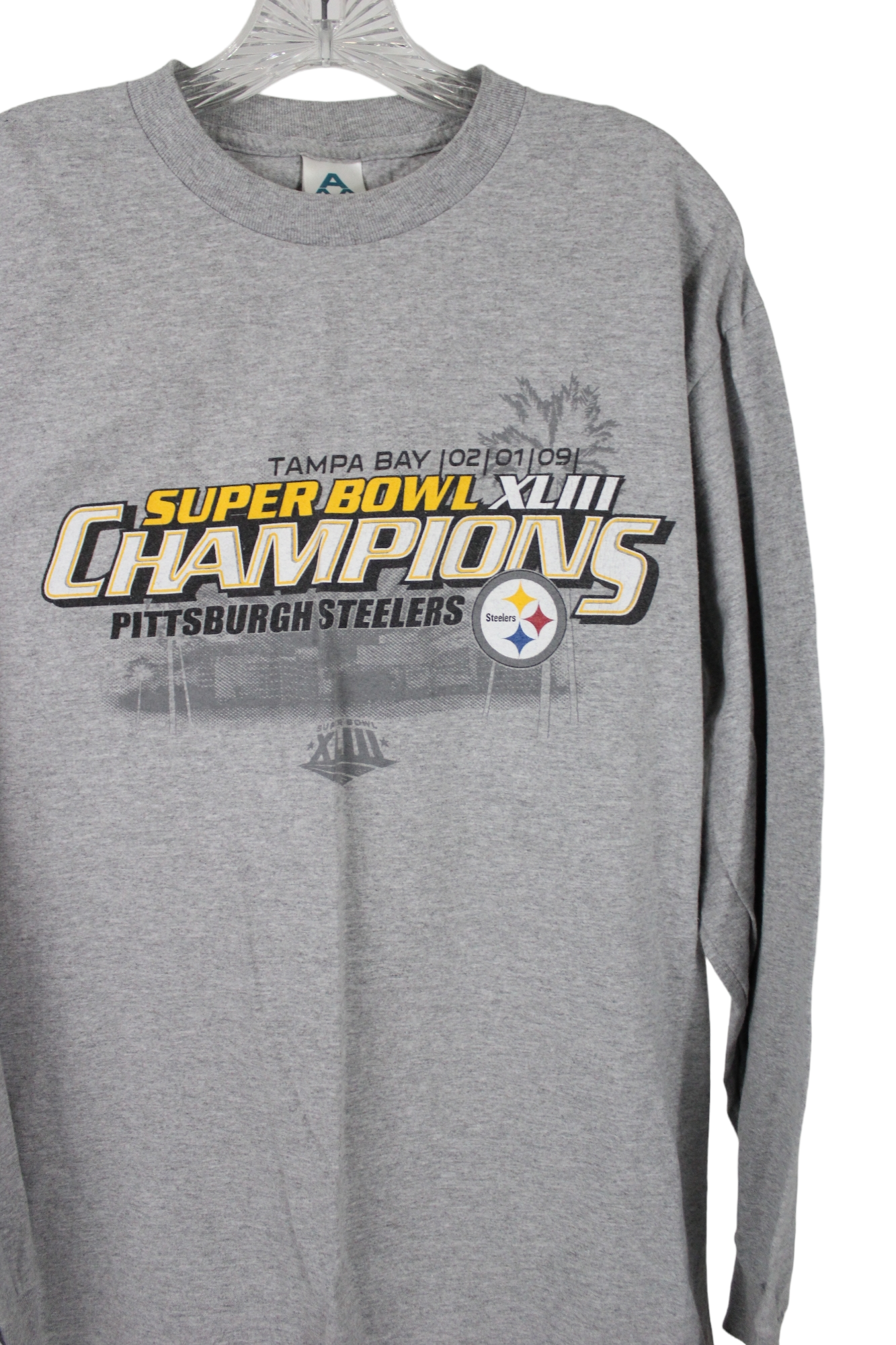 Super Bowl Pittsburgh Steelers Gray Long Sleeved Shirt | L