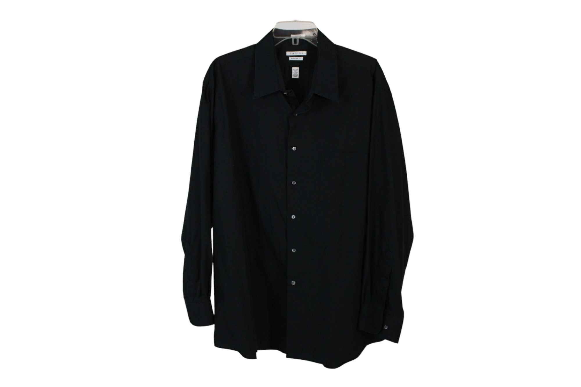 Van Heusen Regular Fit Black Button Down Shirt | 18 1/2 34/35