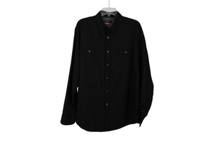Van Heusen Stripe Textured Traveler Black Button Down Shirt | XL
