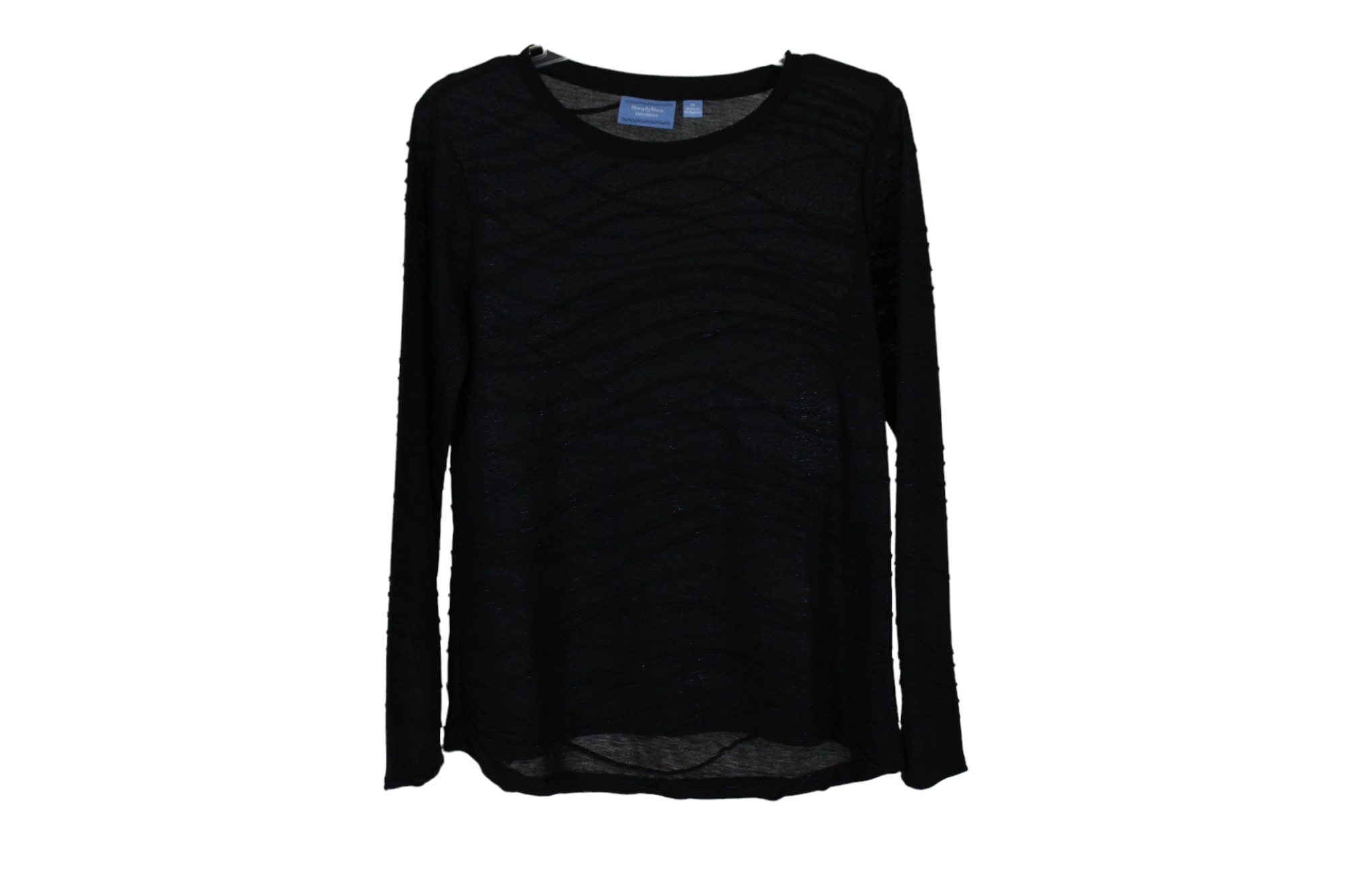 Simply Vera Wang Black Blue Shimmer Wave Shirt | M