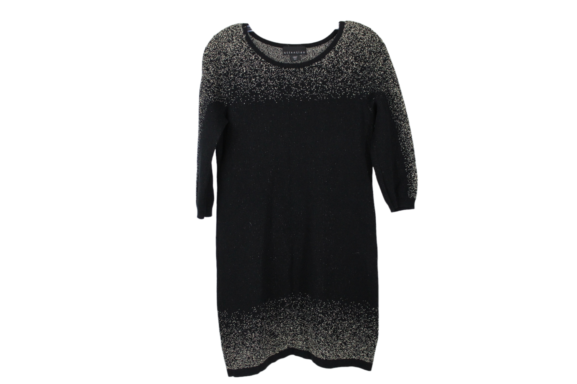 Attention Black Gold Knit Sweater Dress | M