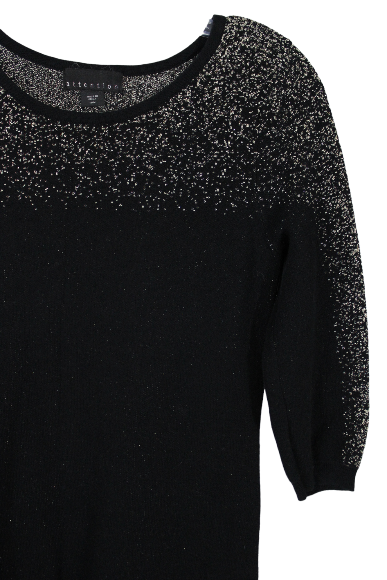 Attention Black Gold Knit Sweater Dress | M