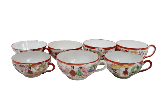 Vintage Geisha Teacups | Set Of 7