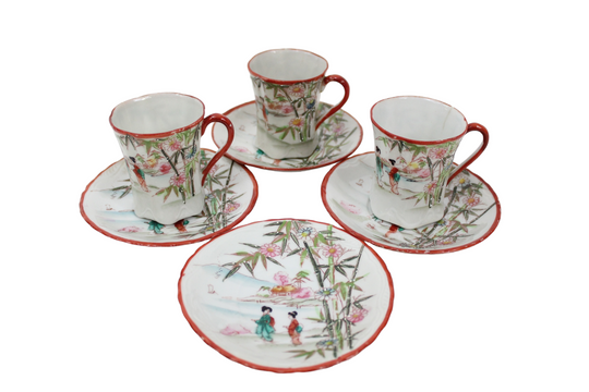Vintage Japanese Geisha Teacups & Saucers
