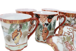 Vintage Japanese Red Painted Tea Set | Set Of 8