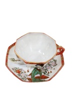 Vintage Octagon Painted Geisha Teacup