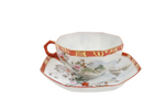 Vintage Octagon Painted Geisha Teacup