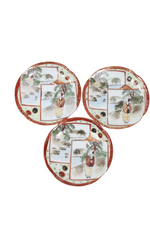 Vintage Painted Geisha Sushi Plates | Set Of 3