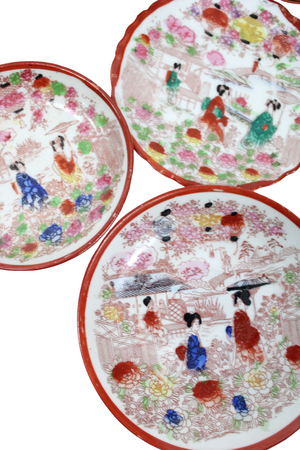 Vintage Hand Painted Geisha Plates | Set Of 14