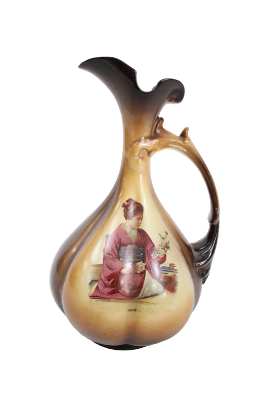 Horieux Pottery Corinthian Brown Geisha Painted Pitcher