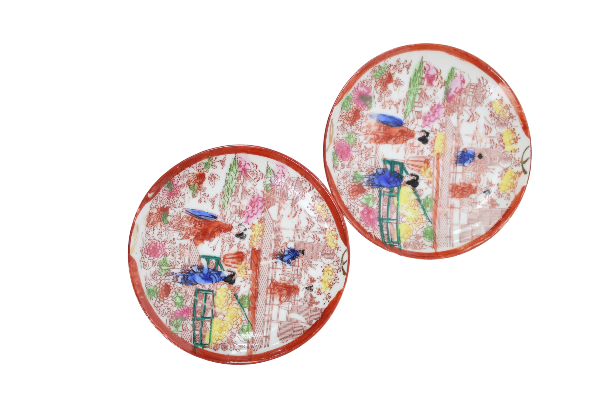 Small Vintage Sushi Geisha Dishes | Set Of 2