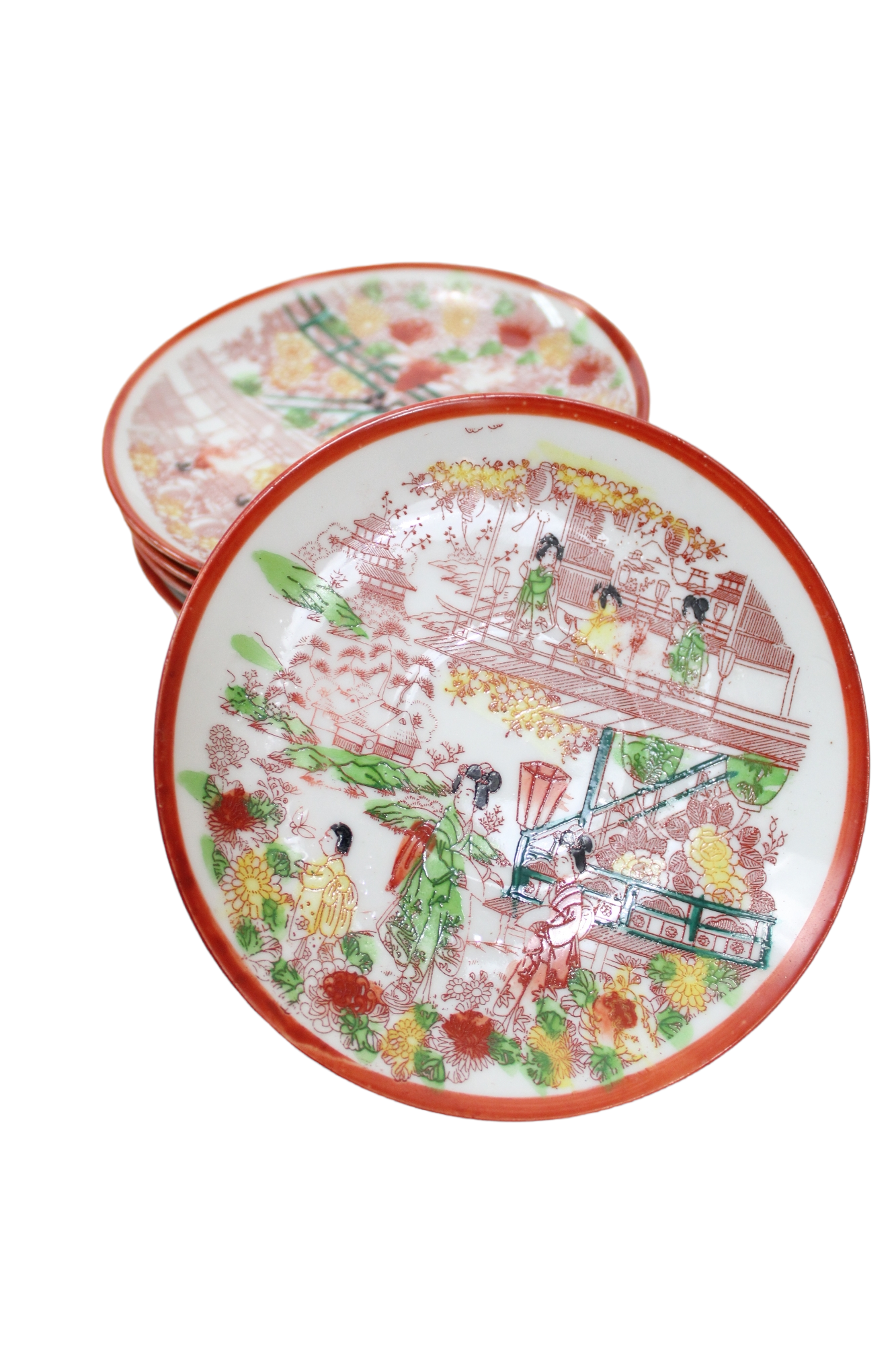 Vintage Geisha Teacup & Saucers | Set Of 7