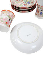 Vintage Japanese Orange Painted Teacups & Saucers | Set Of 6