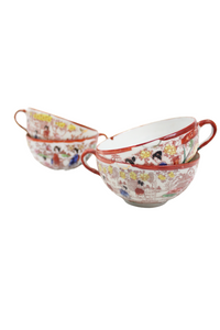 Vintage Painted Geisha Japanese Teacups | Set Of 4