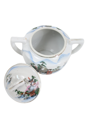 Vintage Japanese White Painted Pot