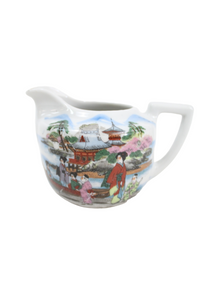Vintage Japanese Geisha White Painted Creamer Pourer