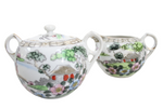 Vintage Hand Painted Japanese Sugar Bowl & Creamer Pourer Set