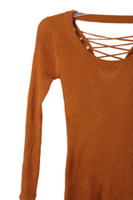 Derek Heart Burnt Orange Rib Knit Sweater | M