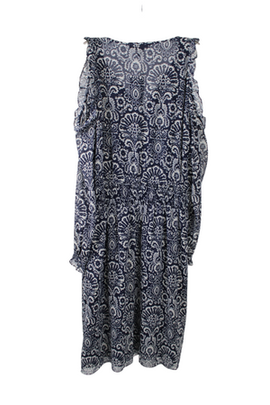 michael kors blue and gold dress MK MICHAEL KORS Midnight NAVY BLUE GOLD TONE STUDS DRESS ZIP Sleeveless Sz S