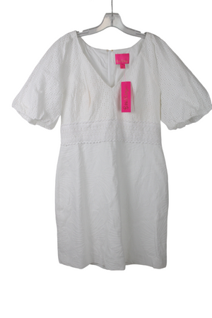 NEW Lilly Pulitzer Jazlyn White Eyelet Puff Sleeve Dress | 14