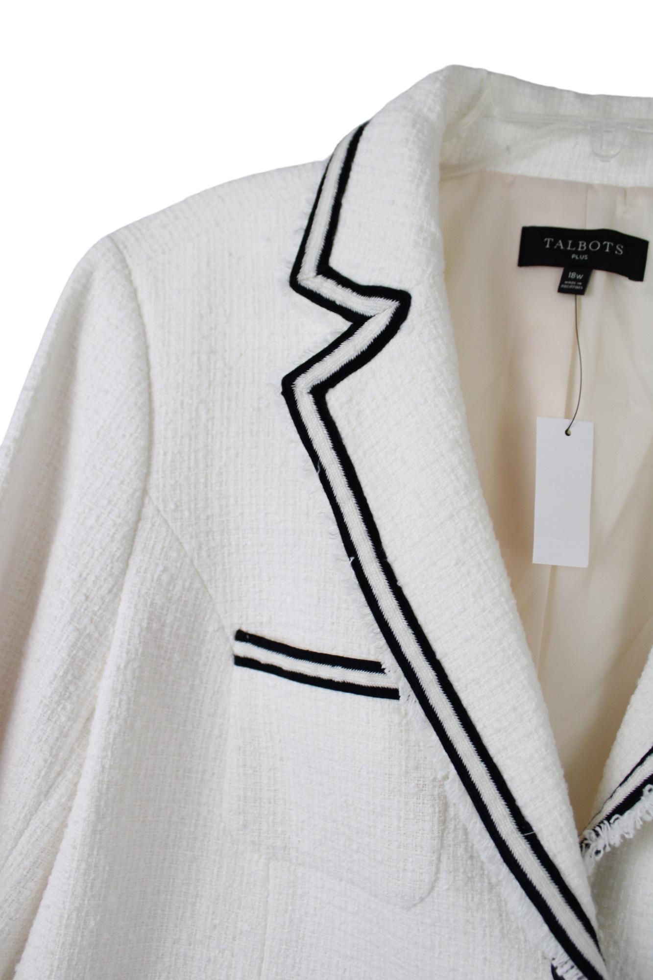 NEW Talbots White Tweed Blazer Jacket | 18W