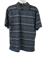 Grand Slam Gray Blue Striped Polo Shirt | M