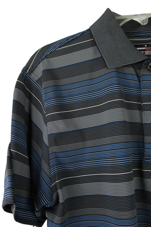 Grand Slam Gray Blue Striped Polo Shirt | M