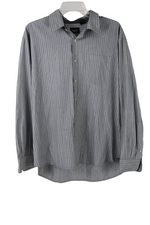 Haggar Gray Blue Striped Button Down Shirt | XL