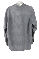 Haggar Gray Blue Striped Button Down Shirt | XL