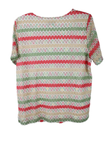 Alfred Dunner Green Pink Knit Top | L