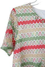 Alfred Dunner Green Pink Knit Top | L