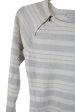 New York & Co. White Silver Shimmer Knit Sweater | M