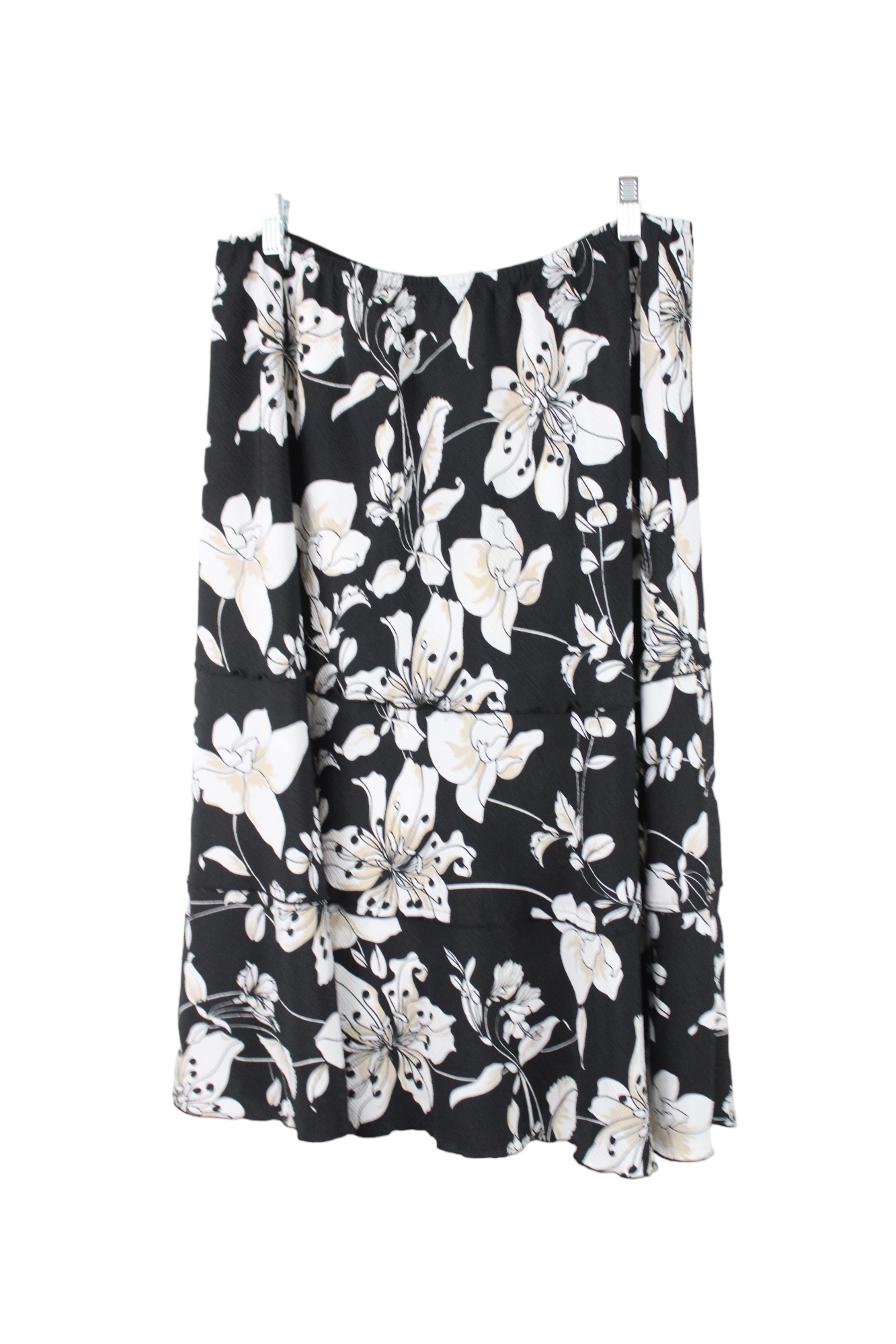 Alfred Dunner Black White Floral Skirt | 16 Petite