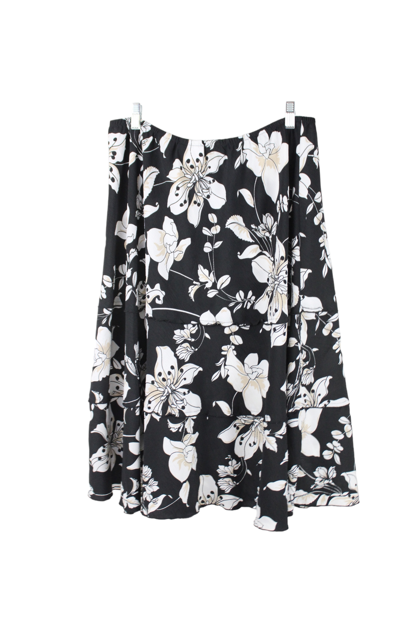 Alfred Dunner Black White Floral Skirt | 16 Petite