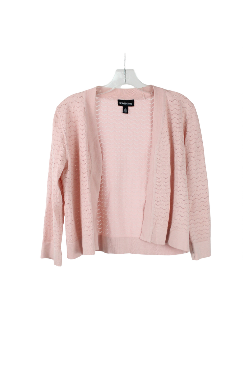 Nina Leonard Pink Knit Cardigan | M