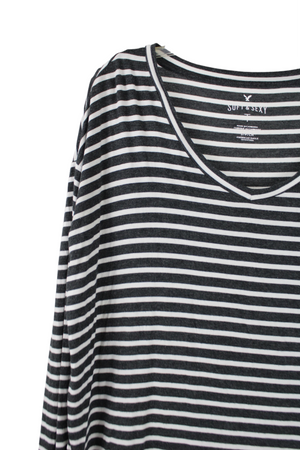 American Eagle Soft & Sexy Gray Striped Shirt | S
