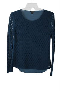 Ann Taylor Dark Teal Knit Front Top | S