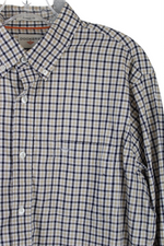 Dockers Classic Fit Black Tan Plaid Shirt | L