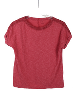 L.L. Bean Pink Embroidered Top | S